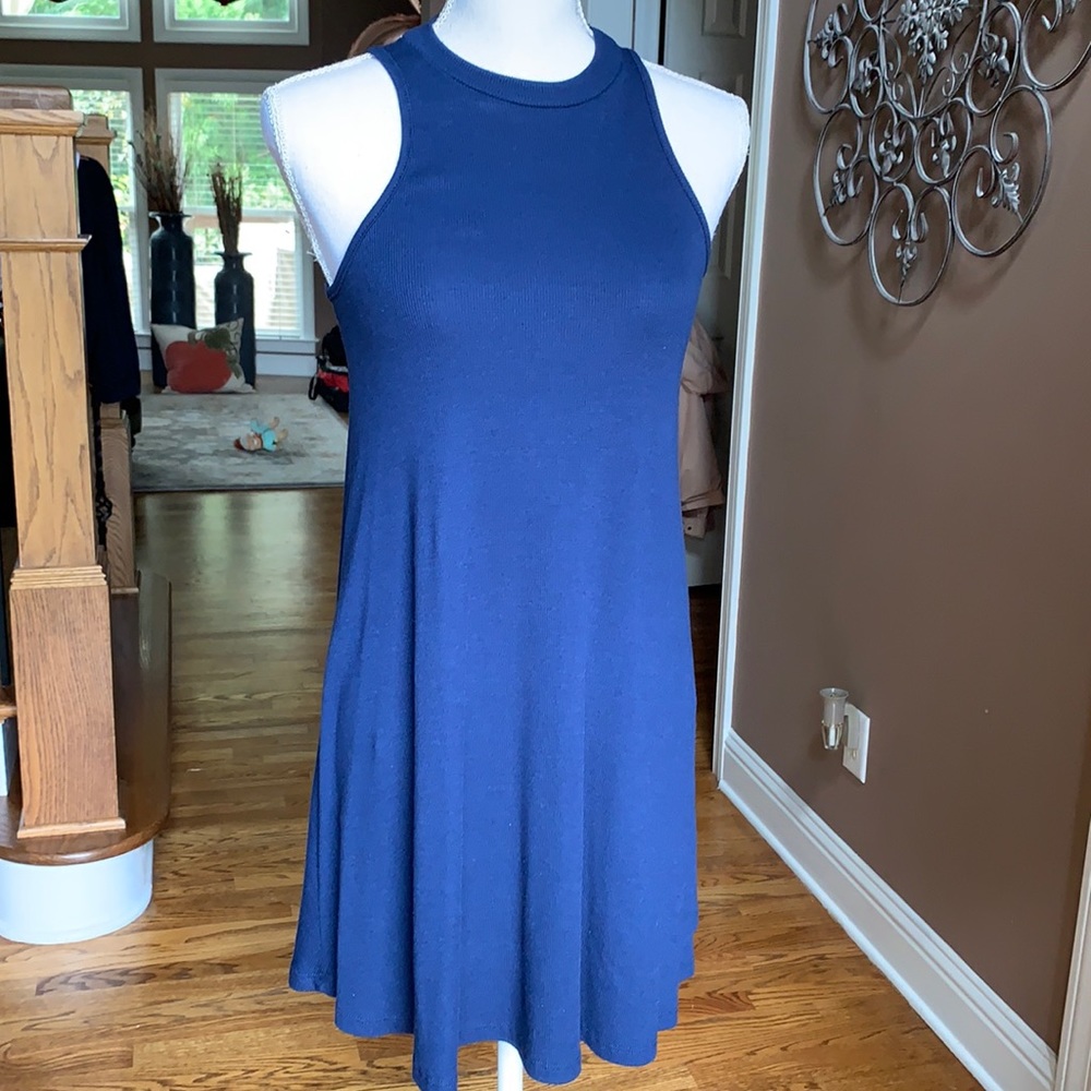 Navy high neck dress